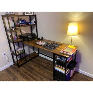 67 Reversible Large Computer Desk With 9 Storage Shelves Overstock 31514286